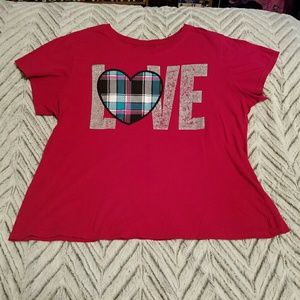 LOVE Plaid Heart Tee Shirt
